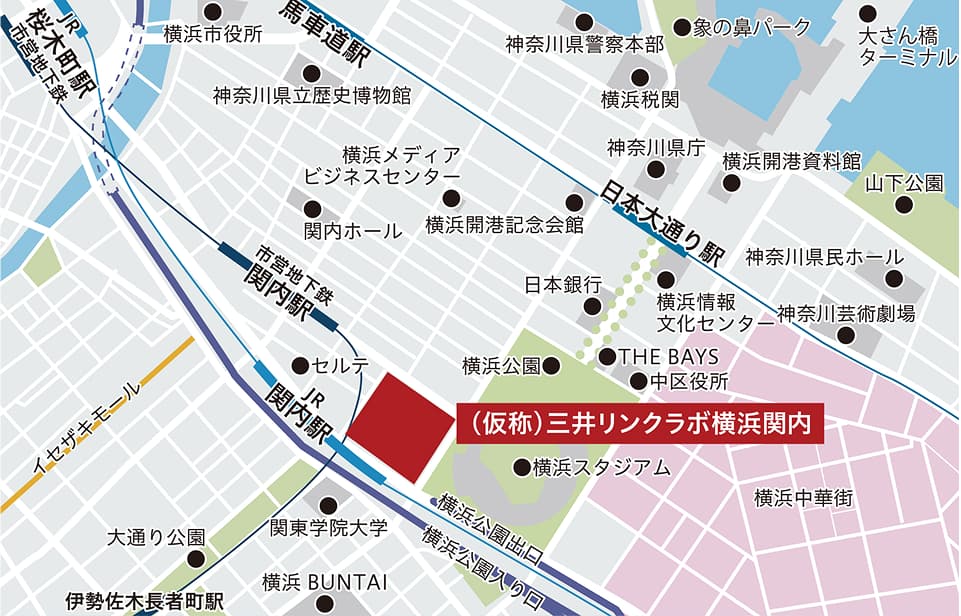 Access map of Mitsui Link Lab Yokohama Kannai