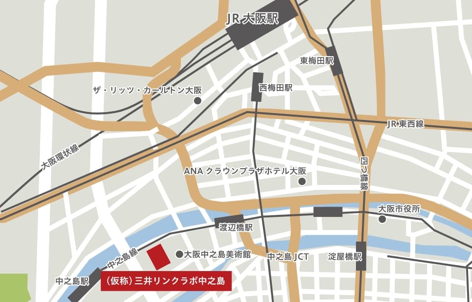 Access Map of Mitsui Link Lab Nakanoshima Island