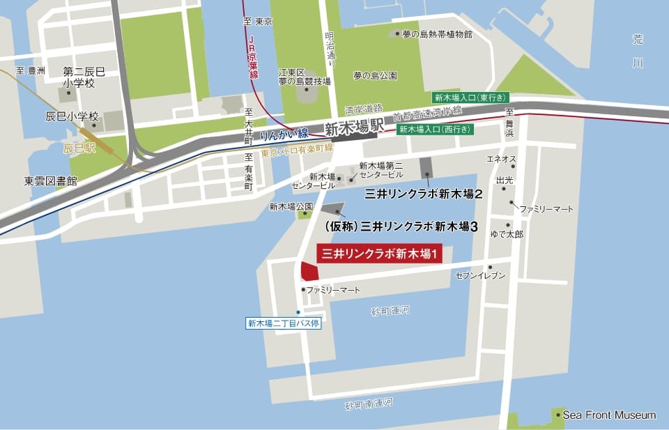 Access map of Mitsui Link Lab Shinkiba 1