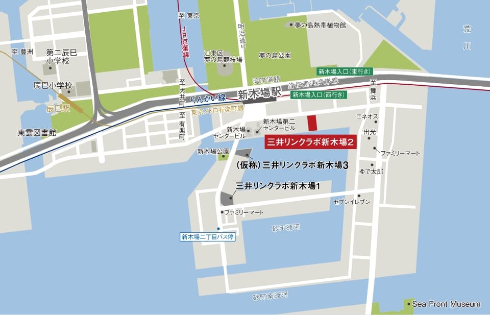 Access diagram of Mitsui Link Lab Shinkiba 2