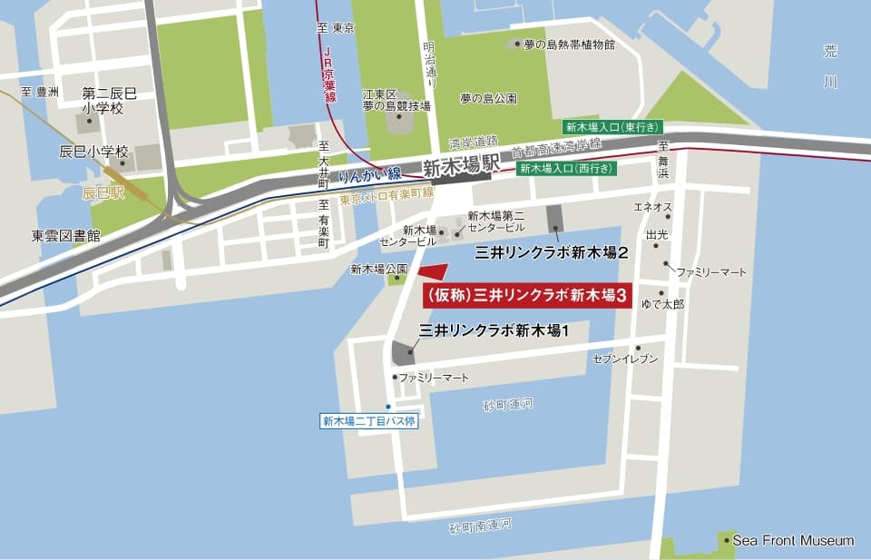 Access map of Mitsui Link Lab Shinkiba 3